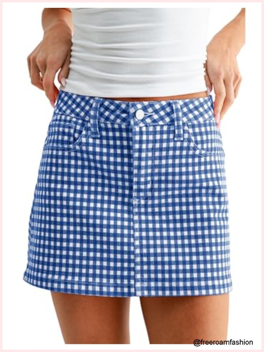 Y2K Gingham Mini Skirt Low Rise Plaid Cute Summer Skirt with Pockets